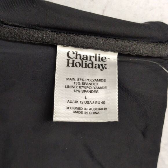 Charlie Holiday Black Sleek Versatile Comfortable Bandeau Top L - Picture 3 of 4